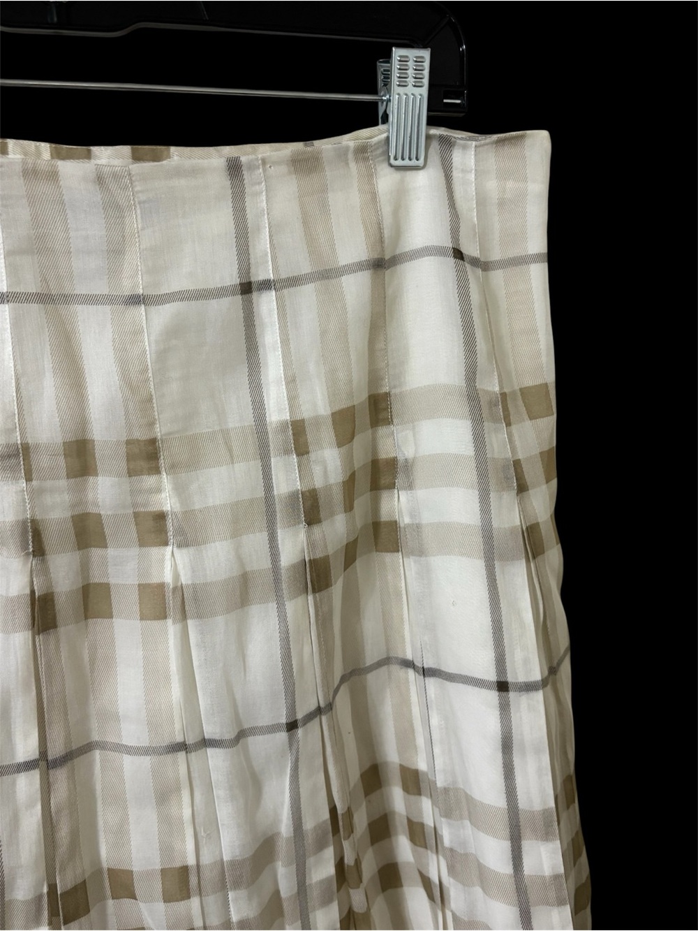 Burberry London 100% Cotton Knee Length Pleated Skirt Sz 8 Novacheck Plaid - Picture 4 of 16